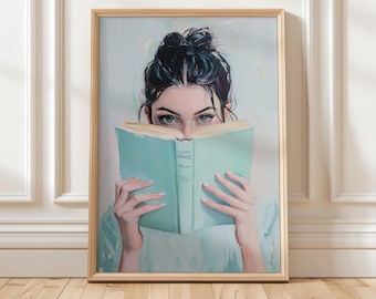 Woman Reading Book Art | Bookish Girl Decor | Cozy Book Lover Print | Reading Nook Print | Digital Wall Art