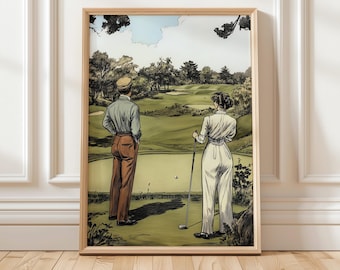 Vintage Golf Art Print | Retro Golf Course Decor | Digital Wall Art for Golf Lovers | Golfing Home Decor