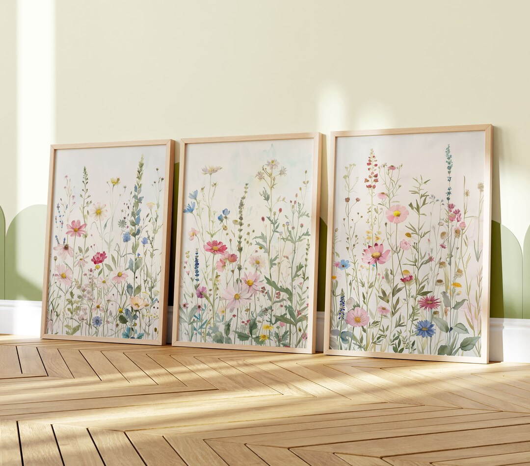 Wildflower Watercolor Print | Digital Floral Wall Art - Etsy