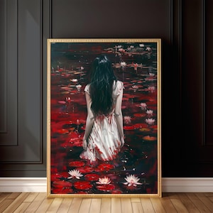 Haunting Woman | Gothic Digital Art Print | Dark Fantasy Wall Decor | Ethereal Female Portrait | Creepy Art for Home | Spooky Wall Art