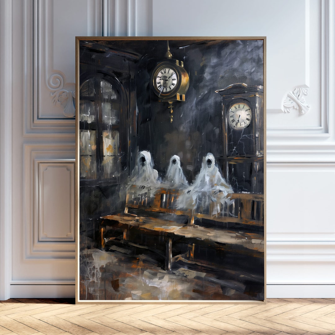 Ghostly Waiting Room | Spooky Digital Wall Art | Haunting Ghost Print ...