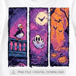 Halloween Duck PNG, Funny Ghost Duck Sublimation, Spooky Forest Pumpkin PNG, Cute Halloween Triptych, Retro Duck Ghost Digital Download