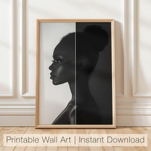 Black Woman Wall Art, African American Art Print, Minimalist Portrait Art, Afrocentric Home Decor, Black Girl Art Poster, Feminine Printable