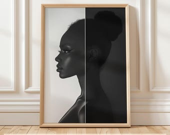 Black Woman Wall Art, African American Art Print, Minimalist Portrait Art, Afrocentric Home Decor, Black Girl Art Poster, Feminine Printable