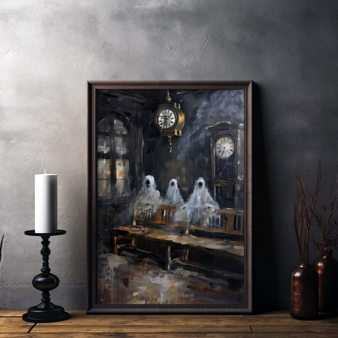 Ghostly Waiting Room | Spooky Digital Wall Art | Haunting Ghost Print ...