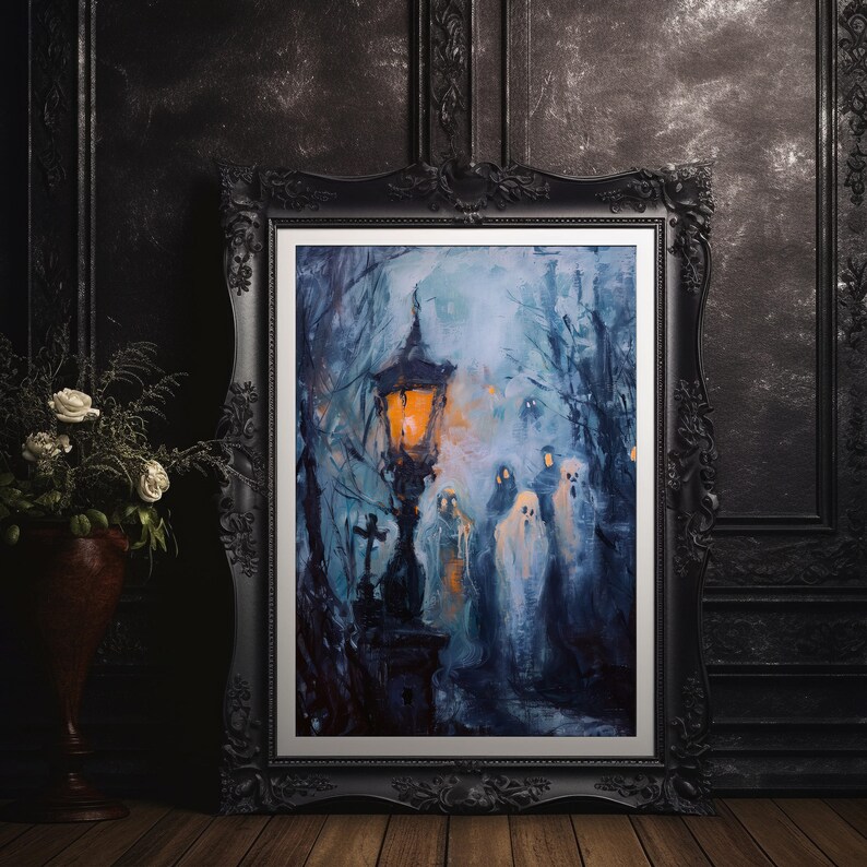 Haunted Night Digital Art Print | Ghostly Lantern Painting | Gothic ...