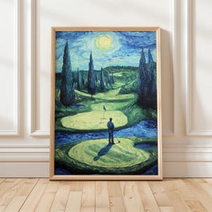 Abstract Golf Course Art Print | Impressionist Golf Landscape | Golfing Home Decor | Digital Wall Art for Golf Lovers