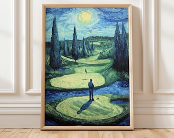 Abstract Golf Course Art Print | Impressionist Golf Landscape | Golfing Home Decor | Digital Wall Art for Golf Lovers