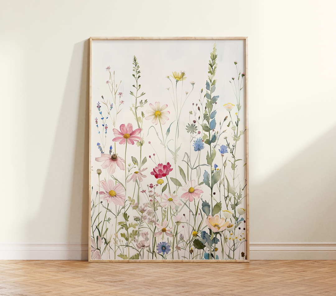 Watercolor Wildflower Wall Art Digital Prints, Floral Wall Art ...