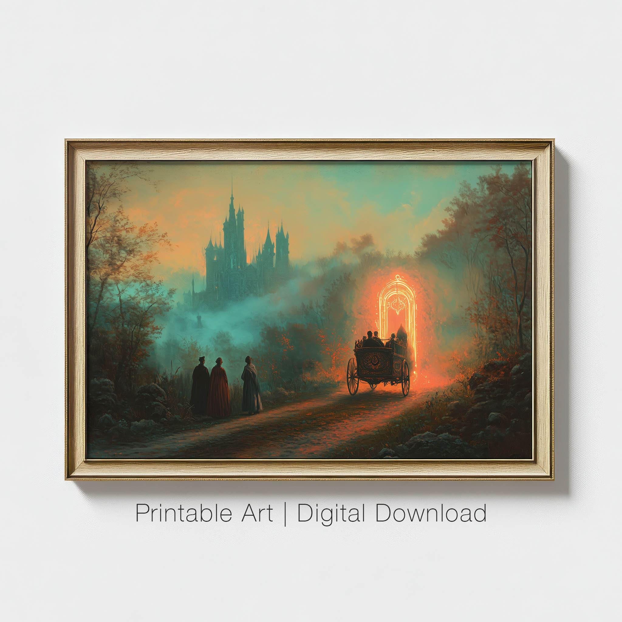 Gothic Fantasy Castle Art Print, Victorian Dark Academia Decor ...