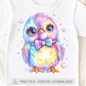 Cute Chick PNG, Pastel Bird Clipart, Bubblegum Bird, Kawaii Bird Art, Sublimation DTF Design, Digital Download