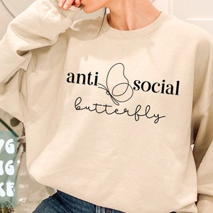 Antisocial Butterfly SVG,Anti social Butterfly SVG,Introvert svg,Retro cut file,Sarcastic svg,Funny svg,Womens shirt svg