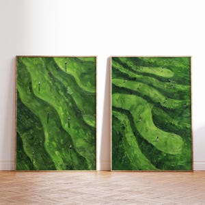 Minimalist Golf Course Art Print | Abstract Green Golf Landscape | Modern Golf Decor | High-Resolution Printable Art