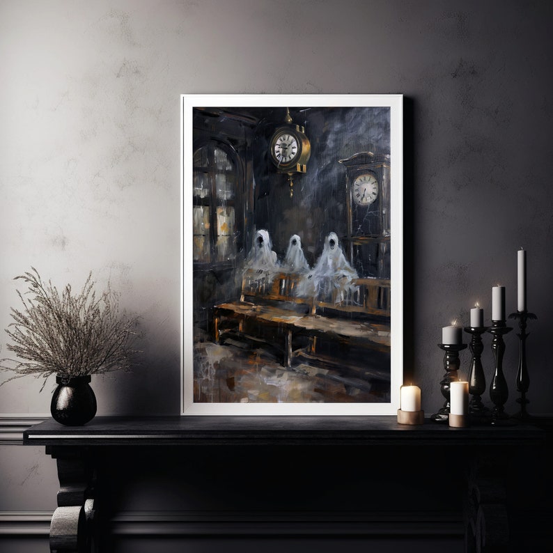 Ghostly Waiting Room | Spooky Digital Wall Art | Haunting Ghost Print ...