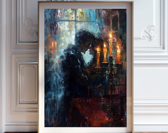 Gothic Liebesbild: Paar Umarmung bei Kerzenschein (Digitaler Download)
