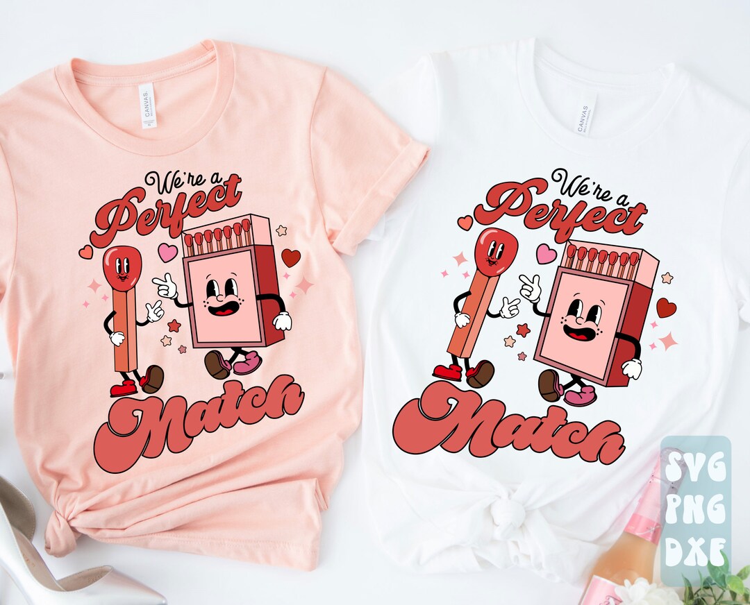 We're a Perfect Match SVG PNG, Groovy Valentines Svg, Retro Valentines ...