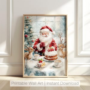 Vintage Christmas Santa Printable, Santa Claus Wall Art, Winter Holiday Decor, Christmas Art Print, Santa Portrait, Digital Download