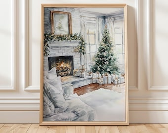 Christmas Art Print | Holiday Home Decor | Christmas Tree Digital Printable | Winter Holiday Wall Art for Home