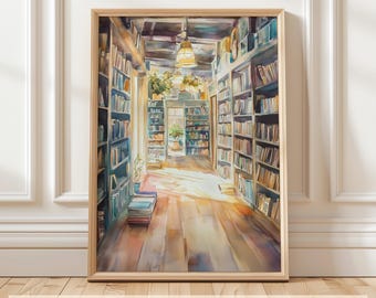 Book Lover Wall Art, Reading Nook Decor, Cozy Library Printable, Bookish Art Print, Bookstore Poster, Literary Wall Art
