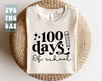 Arquivo de corte para 100 dias de aula com lápis, SVG para professor, SVG para camiseta escolar, SVG para camiseta infantil.