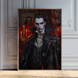 Vampire Gothic Art Print | Dark Fantasy Wall Art | Haunted Vampire Portrait | Spooky Halloween Art | Gothic Vampire Print | Eerie Home Decor