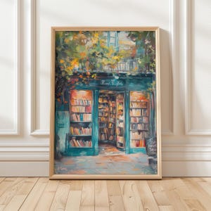 Charming Bookshop Art Print | Cozy Book Lover Wall Decor | Bookish Reading Nook Printable | Digital Bookstore Art for Home