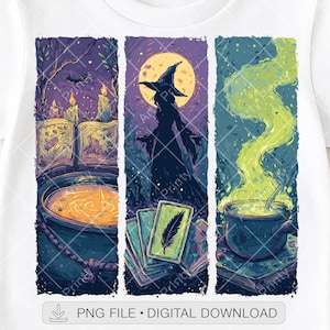 Witch Halloween PNG, Spooky Witch Cauldron Png, Magic Book Clipart, Witch Hat Png, Full Moon Witch Sublimation, Halloween Witchy Download