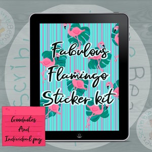 Precropped flamingo summer digital stickers - goodnotes files and individual png files