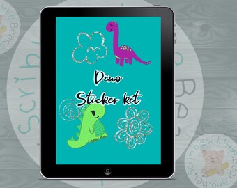 Dinosaur Digital Planner Stickers, Pre-cropped Goodnotes stickers, Digital Sticker Set & FREE weekly planner!