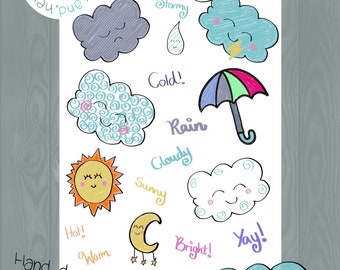 Precropped weather Goodnotes Digital Planner stickers,Digital Planner Stickers, Digital Sticker Set, Functional stickers