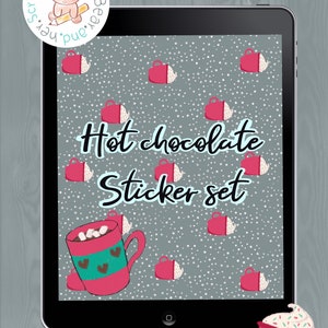 Precropped Goodnotes hot chocolate stickers, christmas digital stickers, winter stickers, digital planning, digital stickers