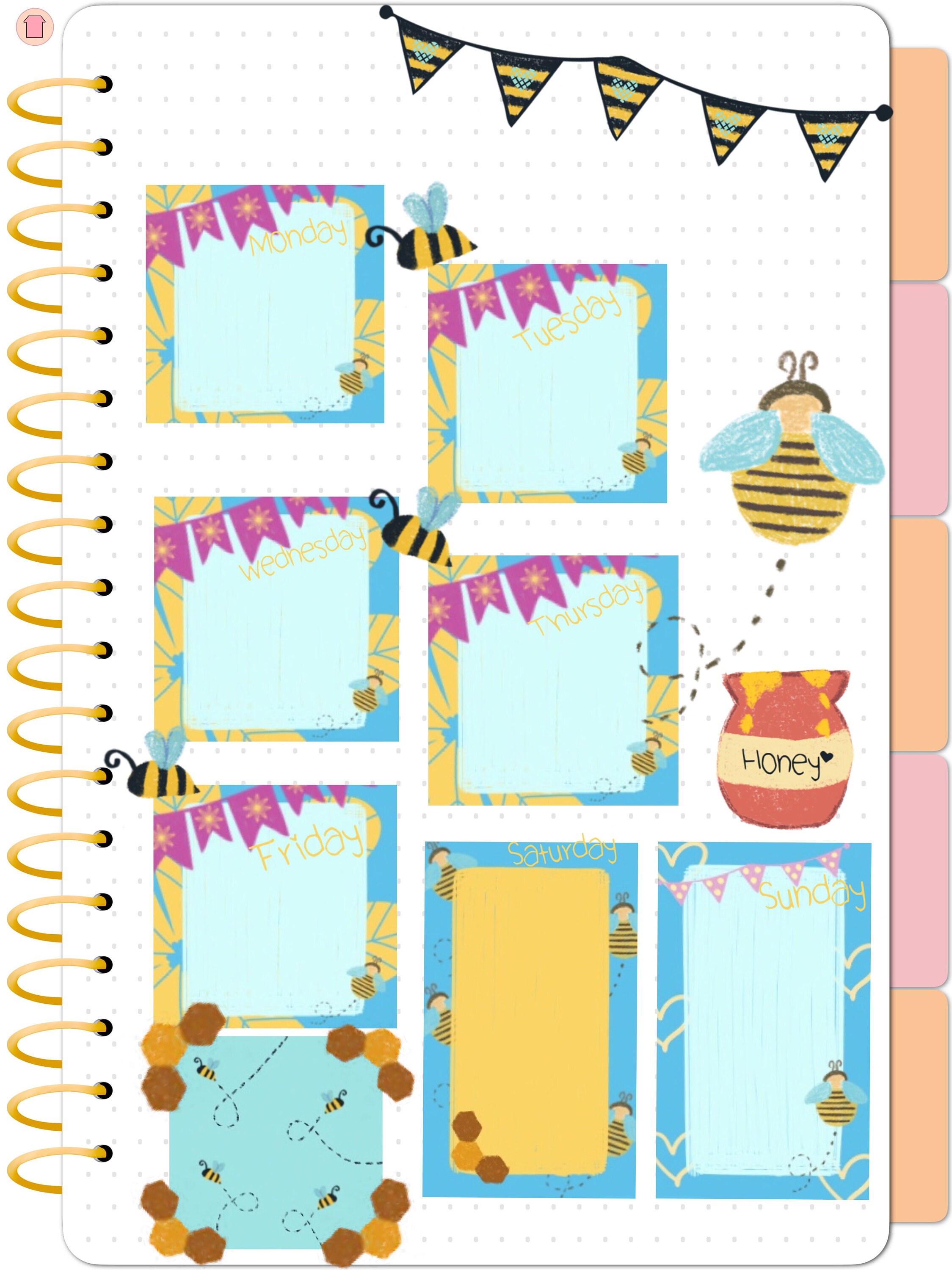 Bee Happy Digital Planner Stickers, Pre-cropped Goodnotes Stickers ...