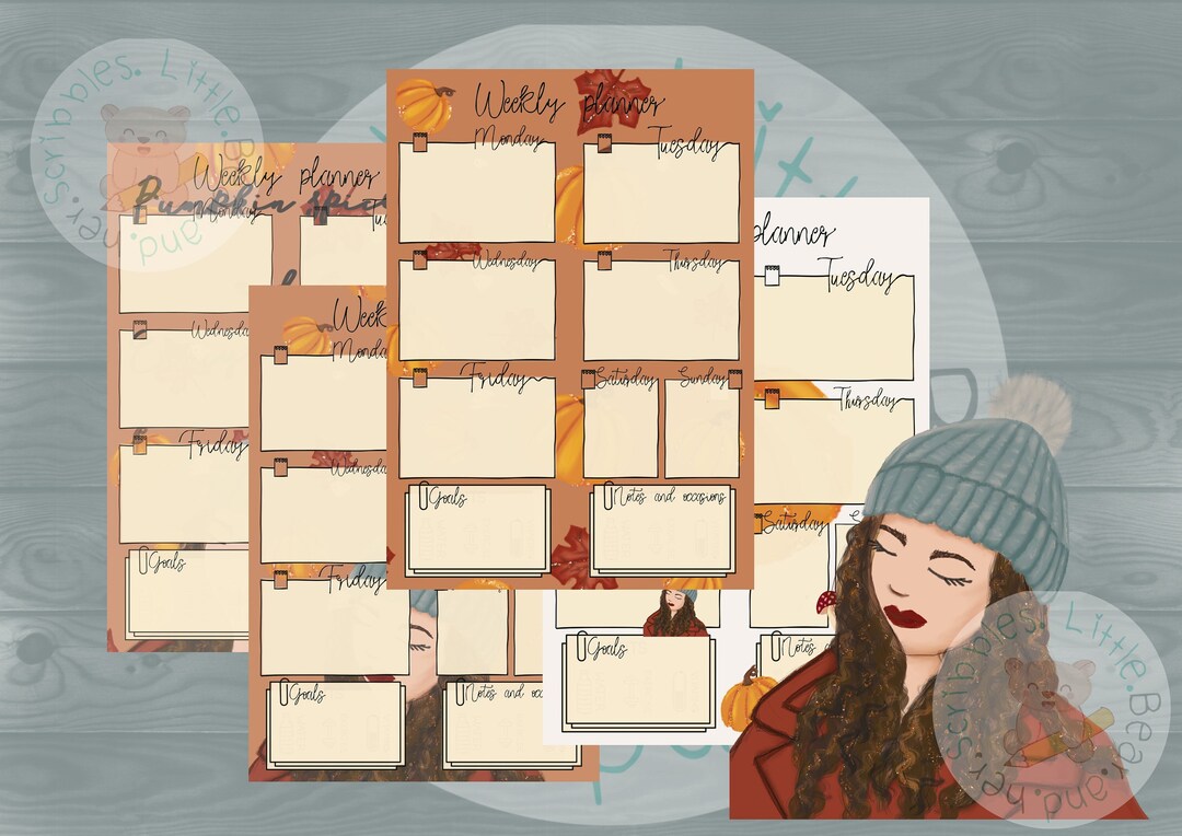 PDF A4 Printable Weekly Planner - Autumn Fall Pumpkin Spice Printable ...