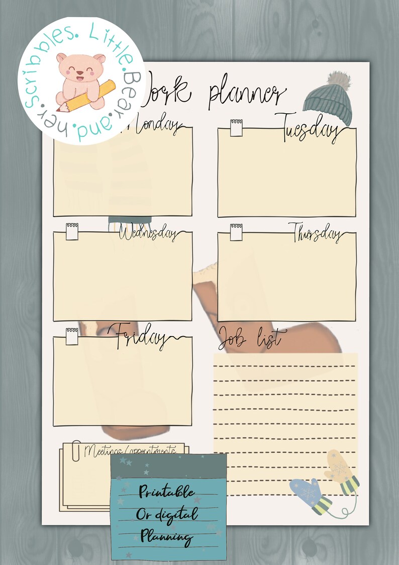 PDF A4 Printable Weekly Work Planner - It’s Cold Outside Winter ...