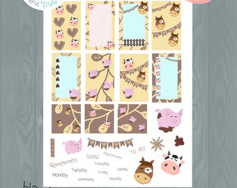 Precropped Farmyard animals Digital Planner Stickers, Goodnotes Digital Planner, Digital Sticker Kit, iPad Planner + FREE weekly planner!