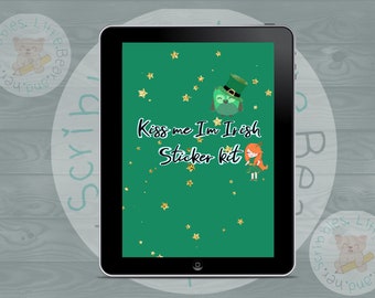 Precropped St Patrick’s Day digital stickers - goodnotes files and individual png files