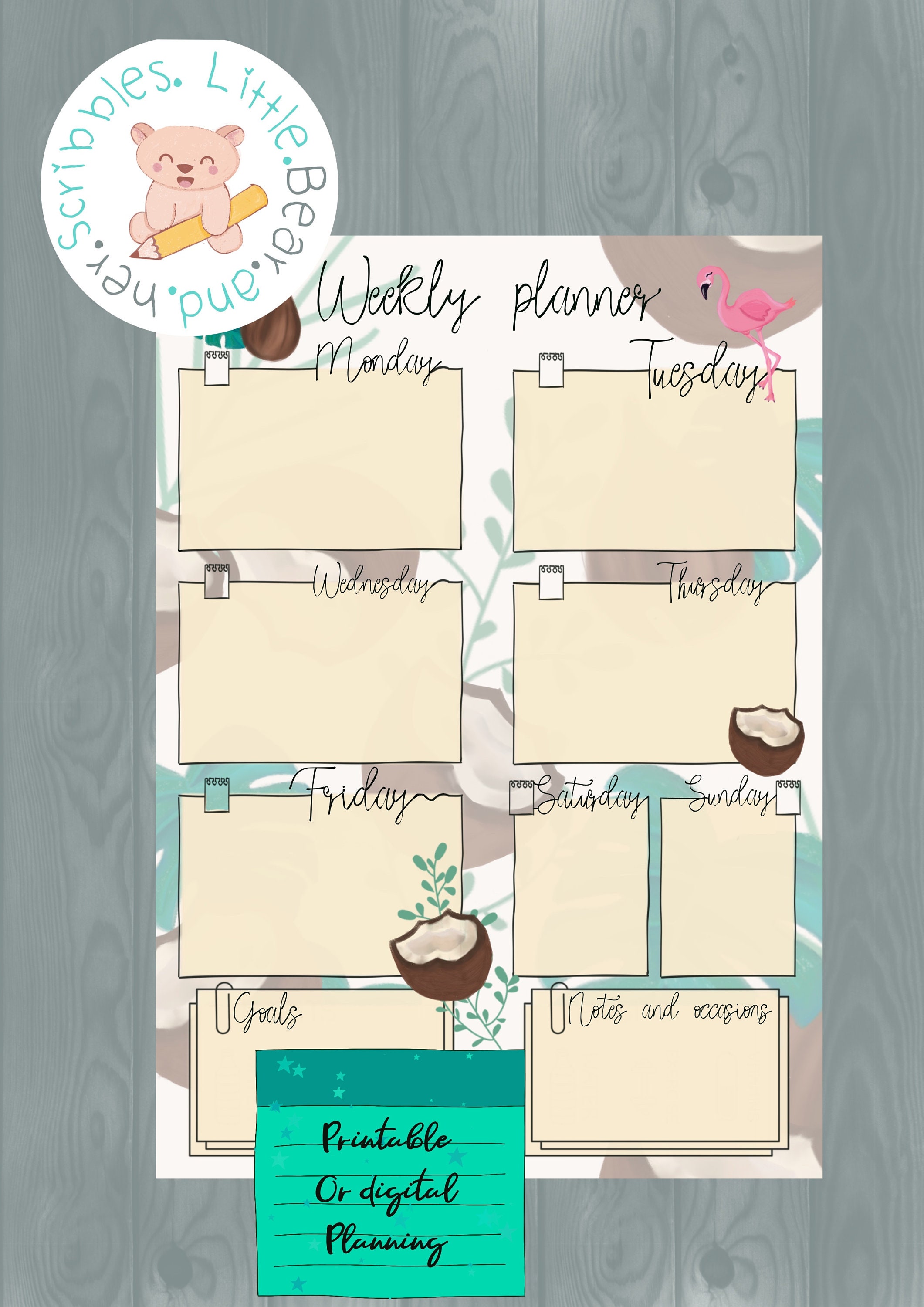 PDF Weekly Planner, Printable and Digital Weekly Planner - Coconuts ...