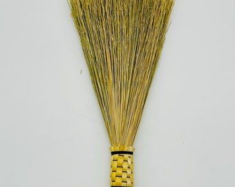 Handcrafted Whisk Broom: Broomcorn Fibers with Woven Handle
