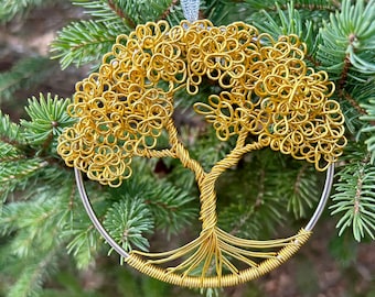 Ornament - Wire Bonsai Tree - Tree of Life - Fanned Roots - 4 Inch Diameter - Multiple Colors Available