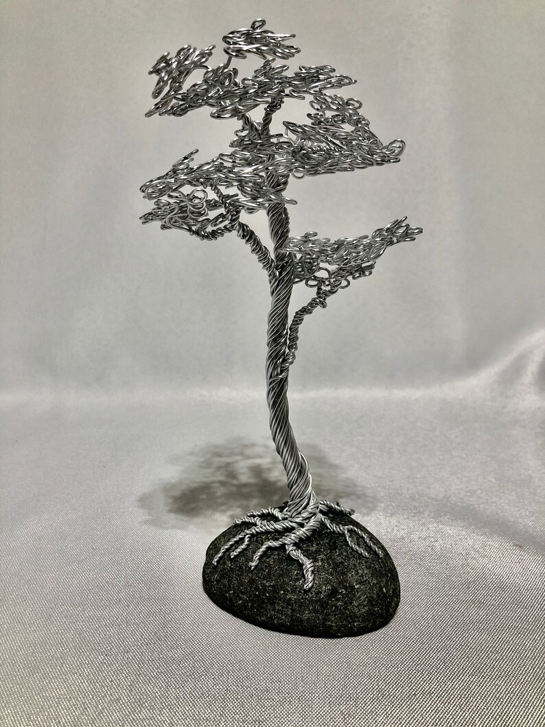 Aluminum Wire Bonsai Tree on Granite Upright Informal Root Etsy