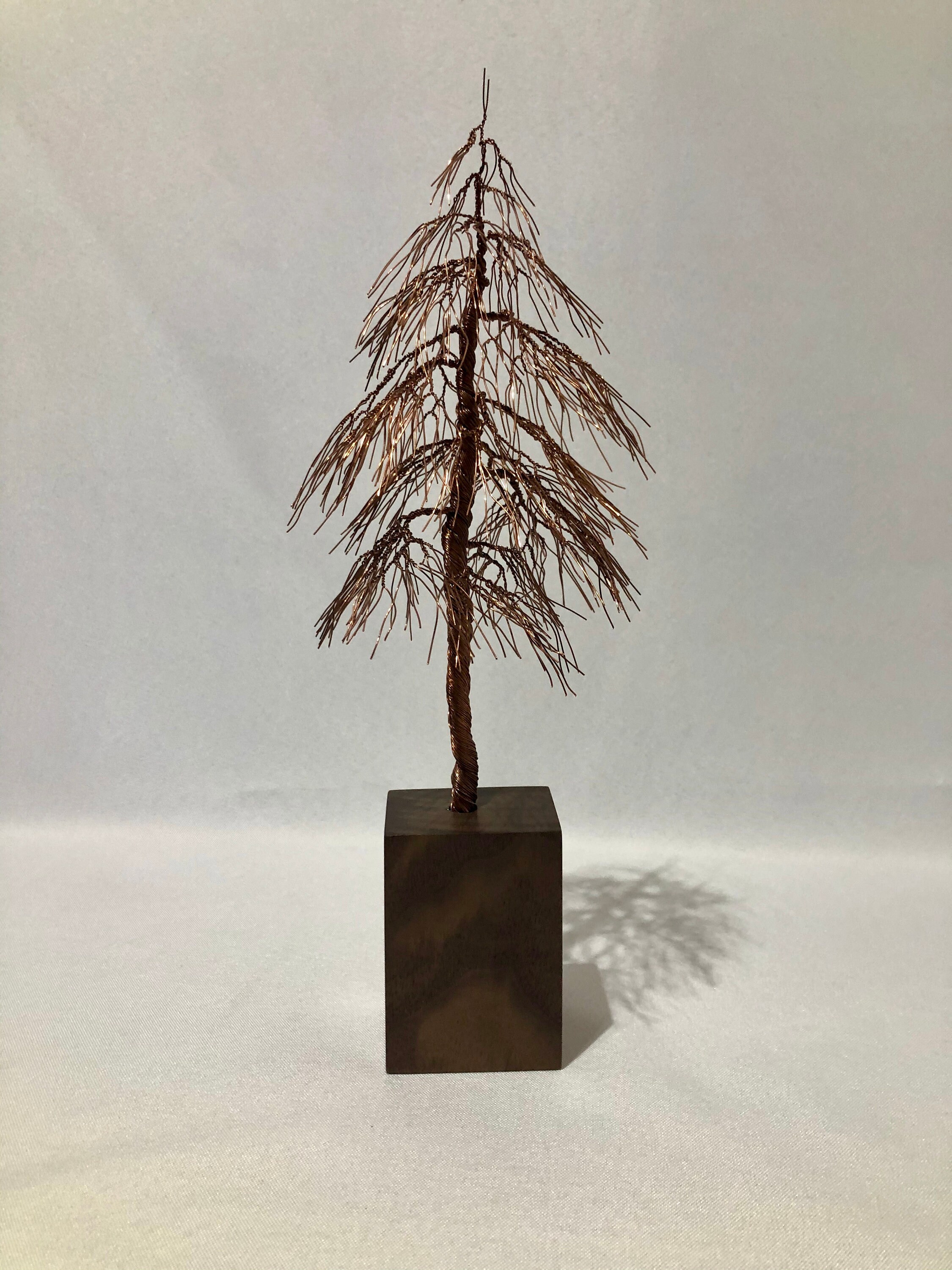 Copper Wire Pine Tree on Walnut Base 12.5 Inches Tall 4.5 Etsy