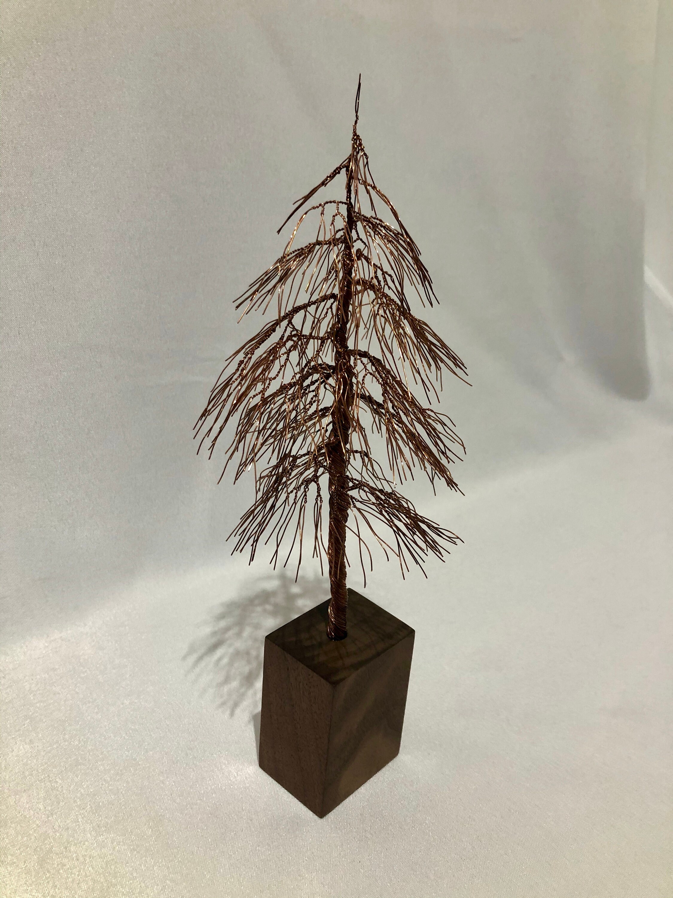 Copper Wire Pine Tree on Walnut Base 12.5 Inches Tall 4.5 Etsy