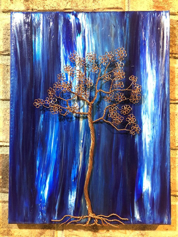 Kupfer Baum Des Lebens Auf Acryl Leinwand 12 X 9 Zoll Etsy