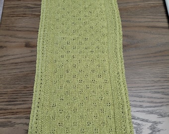 Dresser Knitted Scarf Olive Green. 9" x 27"