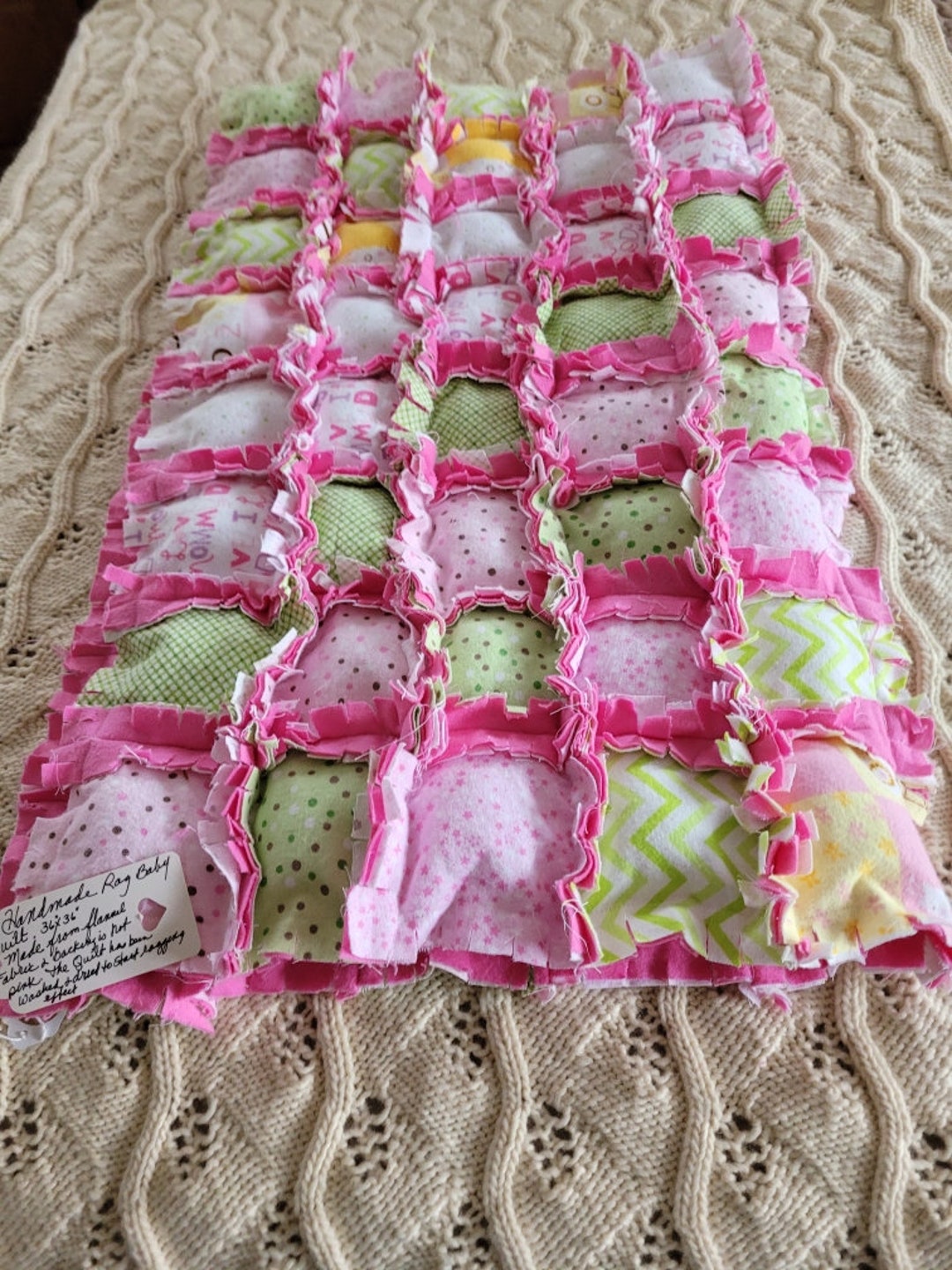 Rag Flannel Fabric Baby Quilt. Quilt Has Been Washed & Dried to Start ...