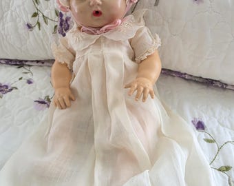 Vintage Effanbee Dy-Dee Baby doll 12" Doll with Coat Hat Outfit, Esmond Blanket
