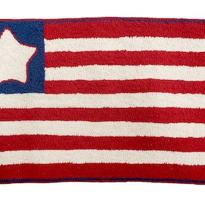 American Flag (1 Star) Finished Hand Hooked Wool Wall Hanging
