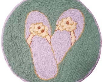 Flip Flop Finished Hand Hooked Wool Chair Pad Etsy