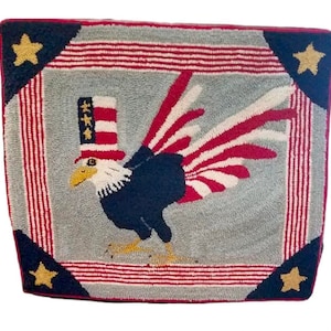 Uncle Sam Eagle Finished Hand Hooked Wool Wall Hanging