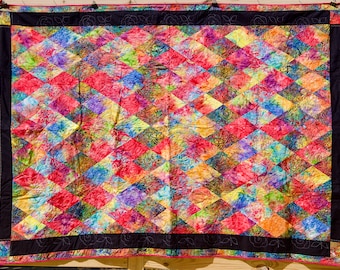 Regenbogen Batik Triangle Twin Quilt
